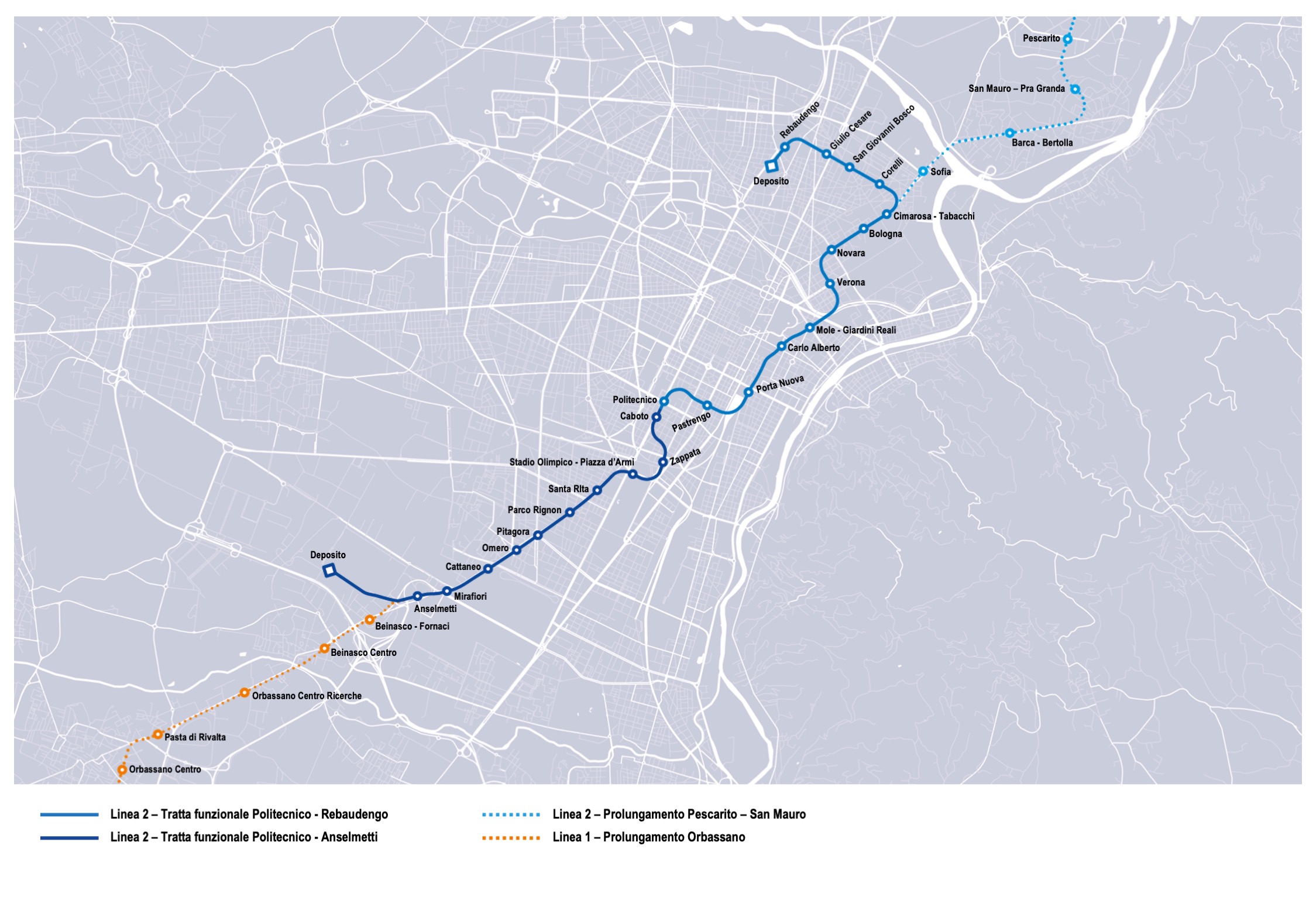 Le stazioni della linea 2 della Metro di Torino